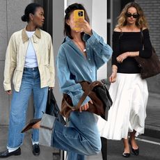 fashion collage of three influencers Marilyn Nwawulor-Kazemaks, Sasha Mei, and Anouk Yve wearing chic fall outfits